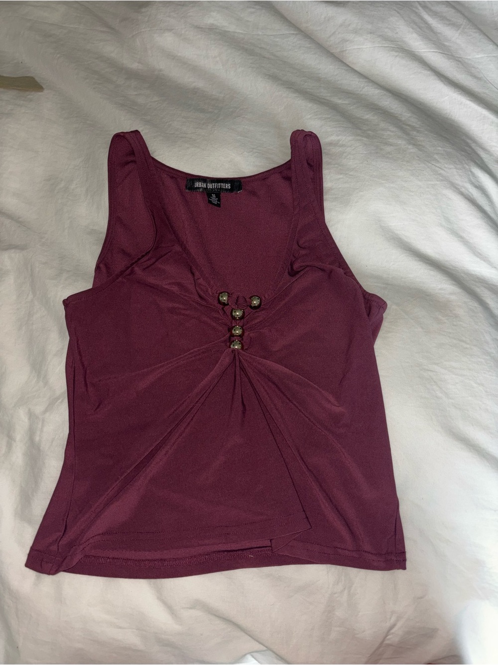 Urban Outfitters Plum Twist-Front Tank with Decorative Buttons